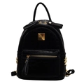 Mini-Rucksack in Schwarz mit Krokoprägung, goldfarbenen Nieten und Markenlogo - Schwarz