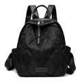 Zaino nero chic da donna con cuciture a diamante alla moda e spallacci regolabili - Nero