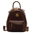 Mini-Rucksack aus dunkelbraunem Kunstleder mit Krokostruktur und Goldbeschlägen - Braun