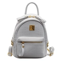 Light gray mini backpack with crocodile texture and gold metal studs decoration - Gray