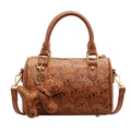 Borsa a bauletto marrone con stampa a orsetto e finiture in metallo dorato - Marrone con Ciondolo