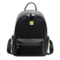 Sac à dos en cuir noir avec motif logo MUCK et rivets dorés pour femmes élégantes - Noir Grand