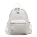 Zaino bianco minimalista con trama in pelle di coccodrillo e dettagli in metallo argento - Oversize / Bianco Sporco