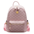 Sac à dos rose style collège avec motifs MUGK et détails de logo doré de luxe - Rose Grand