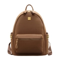 Brown crocodile embossed large capacity backpack for women with gold rivet details - Brown