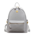Chic light grey stone pattern large capacity backpack with elegant golden hardware - Blue