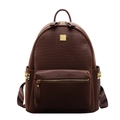 Deep brown backpack with crocodile texture, gold hardware and star-studded side pockets - Brown