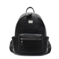 Chic black faux leather backpack with crocodile texture and large capacity for travel - Small / Black