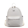 Minimalist beige backpack with crocodile pattern and metallic logo for daily travel - Small / Off White