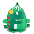 Cute green dinosaur kids backpack with yellow crown and red dorsal fins detail - Green