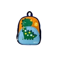 Zaino per bambini arancione e blu con dinosauro e tasche laterali in rete - Arancione