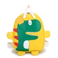 Cute yellow cartoon dinosaur backpack for toddlers with green dragon and crown details - Yellow