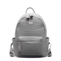 Gray fashion backpack for women with crocodile pattern faux leather and large capacity - Small / Gray