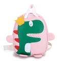Cartoon pink dinosaur backpack for toddlers with cute green patterns and soft straps - Pink