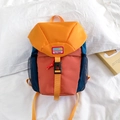 Mochila infantil de nailon en bloque de colores con solapa naranja para escuela y viaje - Amarillo