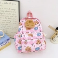 Roze geruite schoolrugzak met schattige berenprint en pluche hanger voor kinderen - Roze