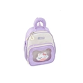 Mochila infantil lila y blanca con peluche en un bolsillo de corazón transparente - Morado