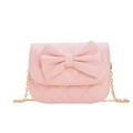 Sac bandoulière rose matelassé pour fille avec nœud et fine chaîne dorée - Rose