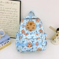 Lichtblauwe geruite kinderrugzak met cartoonprints en een schattige capibara knuffel - Blauw