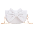 Mini white crossbody bag for girls with large bow detail and rose gold chain strap - White