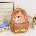 Zaino marrone carino con stampa capibara per bambini della scuola e dell'infanzia - Cachi