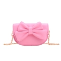 Pink semi-circle girls crossbody bag with large bow decoration and gold chain strap - Rose Pink