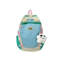 Pastel color block kids backpack in blue and green with a plush star charm - Large / Blue