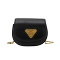 Mini black crossbody bag for kids with gold chain strap and glossy finish - Black