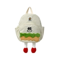 Cute hamburger cartoon toddler backpack with 3D legs and sesame embroidery for kids - White