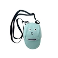 Mini mint green canvas shoulder bag in a baseball cap shape with cartoon embroidery - Blue
