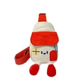 Simpatica borsa a tracolla per bambini a forma di casa in tela color panna con cinturini rossi - Beige