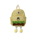 Cute cartoon hamburger kids backpack in bright yellow with plush legs and embroidery - Yellow