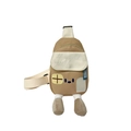 Sac de poitrine pour enfants en forme de maison, toile kaki avec jambes en peluche - Kaki