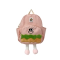 Pink cartoon hamburger schoolbag for kids with 3D plush legs and cute smiling face - Pink
