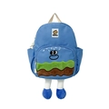 Blue kids backpack with cartoon hamburger design and fun plush 3D leg details - Blue