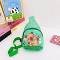 Green kids Capybara crossbody bag with cute crocodile print and adjustable strap - Green