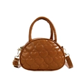 Mini sac à main caramel pour filles avec surpiqûres en cœur et zip fleur dorée - Marron
