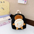 Kleiner schwarzer Canvas-Kinderrucksack mit niedlicher Plüschpuppe und Webgriff - Schwarz