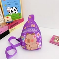 Purple Capybara cartoon chest bag for kids with adjustable strap and cute prints - Purple