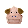 Süßer rosa Hunde-Kinderrucksack mit Plüschohren und transparentem Fenster-Frontfach - Groß / Rosa