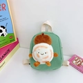 Mini-Kinderrucksack in Minzgrün aus Canvas mit einer niedlichen 3D-Plüsch-Eichhörnchenpuppe - Grün