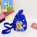 Blue kids crossbody bag with cartoon capybara print and adjustable shoulder strap - Sapphire Blue