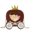 Borsa a tracolla carrozza di zucca marrone per bambine con corona dorata e glitter - Marrone