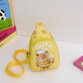 Bolso de pecho Capybara amarillo de lona para niños con lindo estampado y correa ajustable - Amarillo