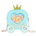 Borsa a tracolla carrozza azzurra con corona glitterata e paillettes a cuore - Verde petrolio