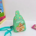 Lindo bolso de pecho verde con estampado de Capybara y correa ajustable para niños - Verde