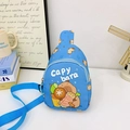 Bolso de pecho azul cielo para niños con estampado de Capybara y correa ajustable - Azul