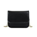 Mini bolso bandolera negro para niños con cadena dorada y cuero PU liso minimalista - Negro