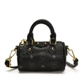 Mini borsa a cilindro nera per bambini con stampa orso e cerniera color oro - Nero