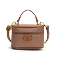 Dusty pink litchi pattern mini bag for girls with red handle and gold hardware - Pink (Bag Only)